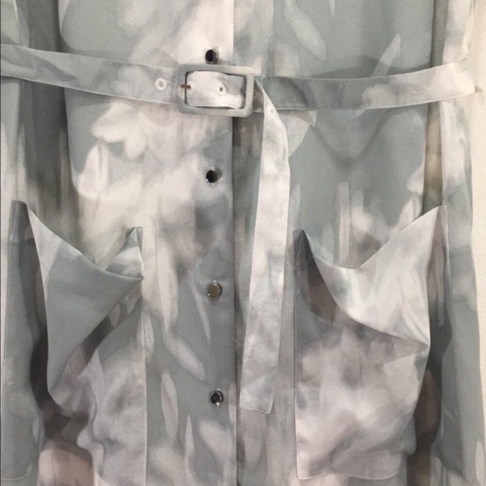 Banana Republic - Button-Up Maxi Dress Mandarin Collar, XS: Cloud Watercolor - Picture 11 of 12
